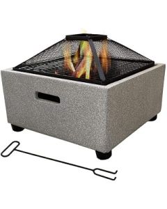 Small Firepit, Fire Bowls for Garden, Fire Pit with BBQ Grill Shelf 484838cm with Fashionable and Artistic Magnesium Oxide Base Used for Outdoor Garden Barbecue Excursion Camping etc