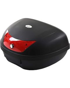 HOMCOM 48L Motorcycle Trunk Travel Luggage Storage Box Motorbike Accessory Large Storage Space for 2 Half Helmet - Black