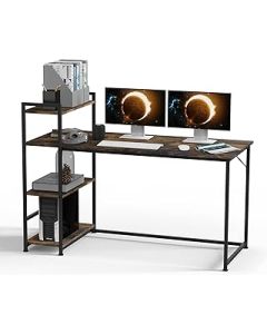 SANODESK FD5 Computer Home Office Desk, 160 * 60 * 100cm with Bookshelf, Study Computer Laptop Table with 4 Tier DIY Storage Shelves Writing Table for Home Office