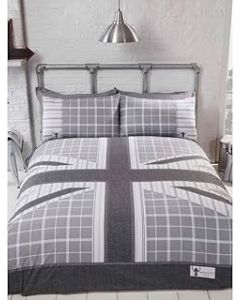 Rapport Home Cool Britannia Duvet Set, Polycotton, Grey, Single