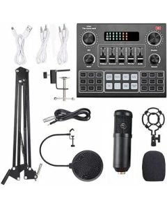 Intelligent Sound Card and Microphone Ki,KOCAN Multifunctional Live V9 Sound Card and BM800 Suspension Microphone Kit Broadcasting Recording Condenser Microphone Set Intelligent Webcast Live Sound Car