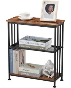 DREAMSOULE Small Side Table for Small Spaces - Slim End Table with Magazine Shelves - Narrow End Tables Living Room - Skinny Bedside Table Small Nightstand Bedroom - Industrial Rustic Thin Side Table