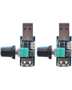 2pcs USB Fan Speed Controller Stepless Voltage Regulator Speed Regulator Fan Speed Governor for Office Home DC4-12V 5W