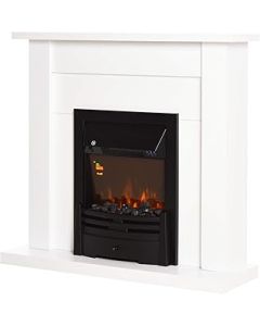 HOMCOM Electric Firplace Suites & Mantelpiece w/LED Flames Remote Marble Stone Modern Curved Surround Intelligent Safe Tempered Glass Adjustable Thermal 1000W/2000W