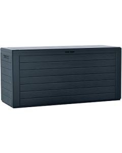 Wood Design Outdoor Storage Box Garden Patio Plastic Chest Lid Container Tool