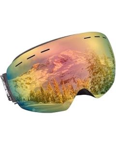 Ski Goggles Anti Fog Protection Frameless Interchangeable Lens Over Red