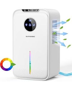 1L/Day Dehumidifiers for Home, BANRIN Portable Dehumidifier with 2.2L Water Tank, Quiet Dehumidifier for Bedroom, Auto-Defrost|LED Light, Auto-off, Bathroom Dehumidifier with Drainage Hose