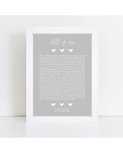 Personalised Song Lyrics Print - Anniversary, Wedding Gifts - A5, A4 Prints & Framed