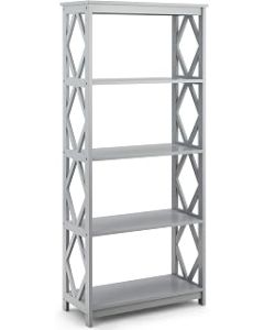 CASART Modern Bookshelf, 4-Tier Wooden Display Bookcase Ladder Shelf, Home Office Freestanding Storage Shelving Unit for Study Living Room (Gray)