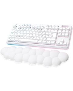 Logitech G G715 Wireless Gaming Keyboard with LIGHTSYNC RGB Lighting Light Speed, Linear Switch (GX Brown) and Wrist Rest for Keyboard, PC and Mac Compatible - White Fog