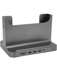Eulbevoli Vertical PC Stand Stable Signal Mini PC Holder Space Saving Simple Modern 8 in 1 for Expansion (Dark Grey)