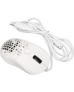 KAKAKE Office Mouse, Programmable Wired Mouse Keys RGB Backlit 4.9ft Hollow Cable for Family (White)
