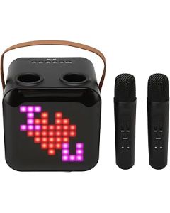Karaoke Machine with 2 UHF Wireless Microphones, Portable Bluetooth Speaker System with Powerful Bass and Loud Volume Support TF Card, USB, AUX for Party