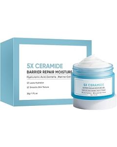 5X Ceramide Cream For Moisturiser Gel & Skin Barrier Repair, Hydrating Hyaluronic Acid Face Cream, Centella Asiatica Contained For Anti Aging & Anti Wrinkle, Collagen Boost For Women