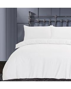 Linen Home Double Size Duvet Set White - Soft Microfibre Double Bed Quilt Cover with 2 Pillowcases, Easy Care Wrinkle Free Double Bedding Set of 3 Pcs (Double, White)