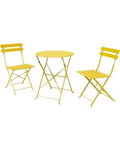 Grand patio Bistro Set, Garden Table and Chair Set, Premium Steel, Easy to Fold, Balcony Chairs and Table Set for Balcony, Yard, Garden, Various of Colours (Dark Yellow)