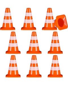 STOBOK Miniature Traffic Cones Toys,10PCS Min Road Cone Roadblock Model Traffic Signs Construction Road Parking Cone Educational Toy Construction Theme Party Favors