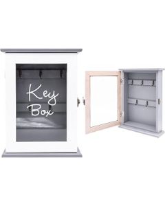 Maison Des Cadeaux Wall Mounted Grey/White Wooden 5 Key Box Hook Holder (US417)