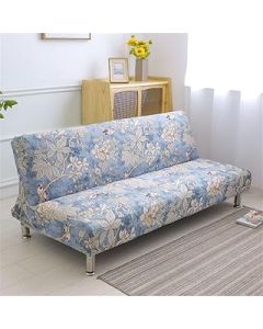 Surwin Armless Sofa Bed Cover, Non Slip Stretch Minimalism Leaf Futon Slipcover Protector for 2 Seater 3 Seater Folding Sofa Bed without Armrests (120-150cm,Bird)