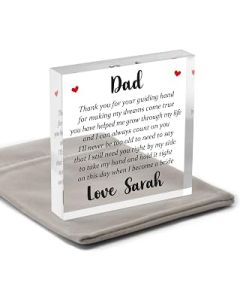 Beecreative Thank You Father Of The Bride - Wedding Gift From Bride - Acrylic Keepsake With Grey Bag