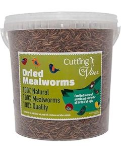 Cutting it Vine Meal Worms (5L Tub) - Dried Mealworms for Birds, The Ultimate Bird Food, High Protein Mealworms for Wild Birds in Stay Fresh, Easy Tubs