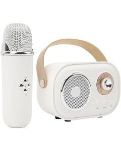 Portable Speaker with Microphone Rechargeable Handheld Karaoke Machine for Home Party White
