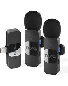 Boya BY-V2 Wireless Microphone for iPhone,2.4GHz Plug Play Mnini Clip-on Mic for iPhone 14/14 Pro/13/13 Pro/12 iPad IOS Devices Vlogging YouTube Video Recording Podcast Interview