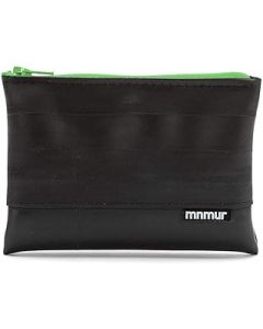 Black and green zipper pouch made from recycled bike tube // Coin purse // Eco-friendly and vegan - handmade in Italy