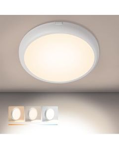 LED Ceiling Light 18W 2200 lm, 3 Colors Choice 3CCT in 1 Bathroom Lights Surface and Recessed Mount Indoor Ceiling Lights for Storage Room, Stairwell, Porch and More