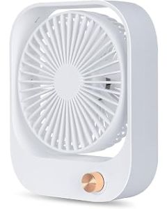 MOSIN Desk Fan, USB Desk Fan with Strong Wind & Quiet Operation, 3600mAh Rechargeable Stepless Speed Silent Desk Fan, Powerful Table Fan for Home Office Bedroom (White)