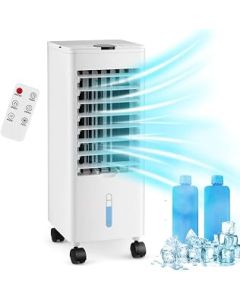 GiantexUK Evaporative Air Cooler, 60W Mobile Cooling Fan Humidifier with 3 Modes, 3 Fan Speed, Oscillation, 12H Timer, Remote Control & 2 Water Tanks, Portable Air Cooler Unit for Home Bedroom (White)