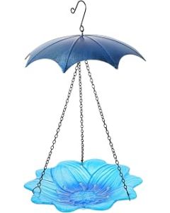 Bird Bath Hanging Bird Bath Flower Shape Bird Feeder Tray Glass Tray Outdoor Birdfeeders for Outdoor Decoration Small Birds Cardinals Finches Hanging Bird Feeders