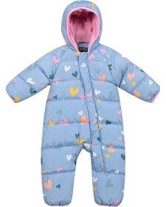 Frosty Kids Junior Padded Snowsuit with Central Zip, Hand & Foot Cuffs, Toddlers Hoodie, Fleece Lining, Children Winter Outer Clothing
