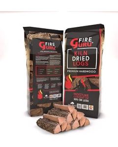 Fire Guru Kiln Dried Premium Hardwood 1x 8kg / 22L Bag Birch Logs For Log Fire Pit, Chiminea, Pizza Oven, BBQ & Outdoor Fireplace, Chiminea. Under 20% Moisture, Ready to Burn Fire Logs
