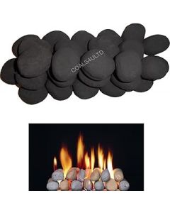 22 medium BLACK gas fire pebbles 65mm x 45mm x 40mm IN COALS 4 YOU PACKAGING