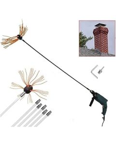 ROUYA chimney sweep kit Brush Particle Furnace Cleaning Brush Chimney Brush Dryer Vent Cleaner Kit,Flexible Rods Brush With Drill (Color : Orange, Size : 6 m)