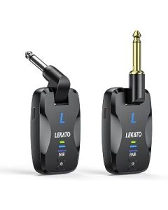 LEKATO 2.4GHz Guitar Wireless System Wireless Guitar Transmitter Receiver Designed with Slient Jack Rechargeable Digital Guitar System for Electric Guitars Bass Keyboards