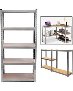 AutoFu Heavy Duty Shelving Unit 5 Tier Racking Unit 150x70x30cm Metal Storage Shelves Unit for Garage Shed Kitchen Warehouse Workshop Office Industrial Storage(Galvanised)
