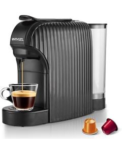WIVIZL Capsule Coffee Machine,Compatible with Nespresso Capsule,Compact Single Serve Coffee Maker,Espresso and Lungo,Automatic Shut-Off,20 Bar High Pressure Pump 1400W,1L,Energy Saving,Black