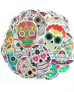 Hybsk Sugar Skull Stickers of The Dead Sticker Bomb Water Luggage Computer Skateboard Halloween Labels (50 Pack)