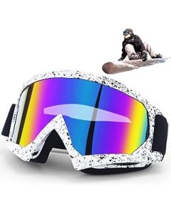DONGZQAN Unisex Ski Goggles OTG, Ski Goggles for Glasses Wearers, Anti-Fog UV Goggles with Foam Padding, Suitable for Outdoor Sports (Colourful)