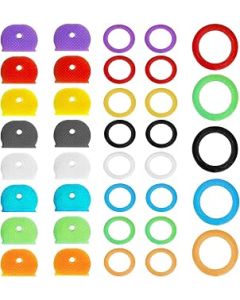 37 Pcs Key Covers Caps, Key Cap Tags Set Coloured Key Caps Rubber Keycaps Flexible Key Cover for Easy Identifying House Door Keys (8 Colors 3 Styles)