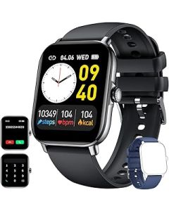 Smart Watch for Men Make/Answer Call: 1.85" Touch Screen Mens Fitness Watch with Step Counter Heart Rate Blood Pressure Monitor Sleep Tracker IP68 Waterproof Sports Smartwatch for iPhone
