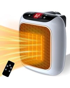 Fan Heaters for Home, 800W Plug in Heater 2 Mode PTC Ceramic Heaters 1-12H Timer Overheating Protection w/Remote Control Electric Heater Energy Efficient BS Plug Quiet for Bedroom Office Kitchen