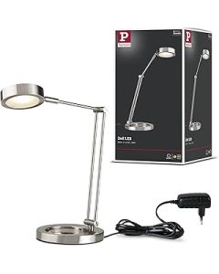 Paulmann LED Desk Zed 6.7 W Brushed Iron/Metal 70245 Modern Table Reading Lamp Office, Integriert, Silver