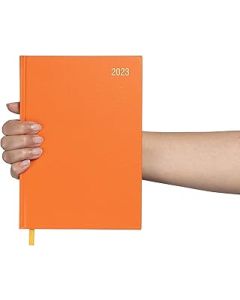 2023 Diary A5 Week to View Academic Diary Organiser Personal Office Desk Work School Teacher Planner Hardback with Ribbon Marker (A5 Week To View, Orange)