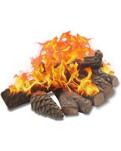 Ceramic Wood for Bioethanol Fireplace, Gas Fireplace Logs, 10 Pieces Fire Pit Logs, Decorative Ceramic Log Set for Indoor and Outdoor Use, Gas Inserts, Vented, No Vent…