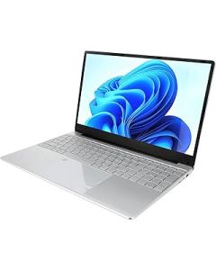SHYEKYO 15.6in Computer Laptop, Silver 100-240V Fingerprint Unlock 4 Cores 4 Threads Laptop with Numeric Keypad for Windows 10 for Reading(12G 256G)