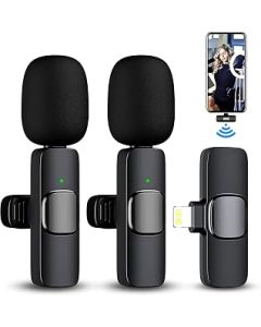 Lavalier Wireless Microphone for iPhone, iPad, IOS - Professional Wireless Microphones with Intelligent Noise Reduction Ideal for Youtube, TikTok, Video Conference, Podcast, Streaming, Twitch