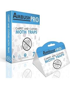 CARPET AND CLOTHES MOTH TRAPS. 7 Pack of Toxin-Free, Sticky Pheromone Traps that attract and kill Carpet Moths and Clothes Moths.